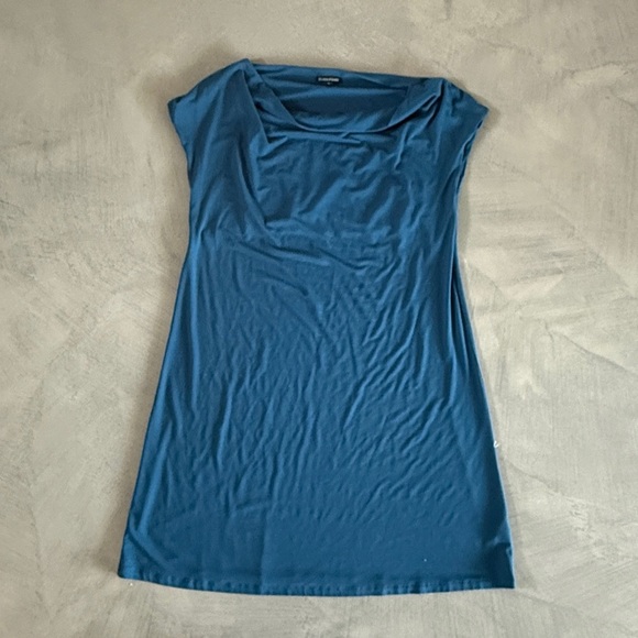 Eileen Fisher Cowel Neck Sleeeveless Dress Blue - Midi - Picture 2 of 9